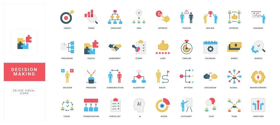 Decision making, problem and opportunity vision, solution research color icon Stock Illustration