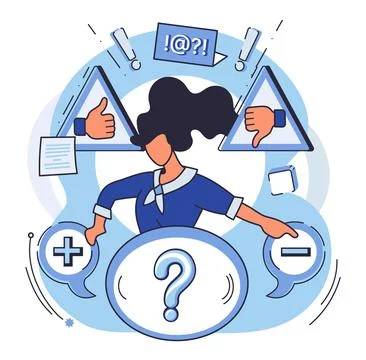 Decision-Making Process and Weighing Pros and Cons with Critical Thinking T.. Stock Illustration