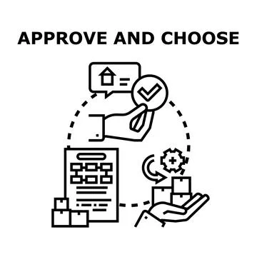 Decision making process approving choice selecting options Stock Illustration