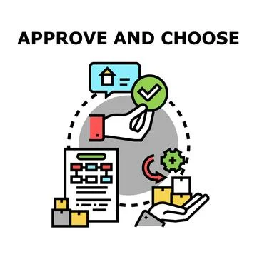 Decision making process approving choice selecting options Stock Illustration