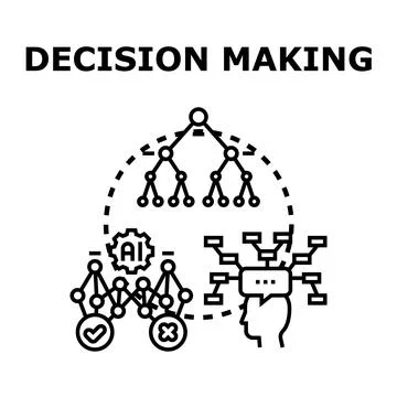 Decision making process with artificial intelligence and data analysis Stock Illustration