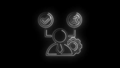 Decision making process business concept neon icon animation choice yes or no Stock Footage 333955742