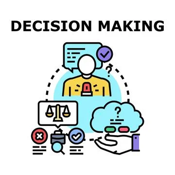 Decision making process choosing between solutions 스톡 일러스트