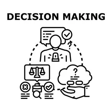 Decision making process choosing between solutions 库存插图
