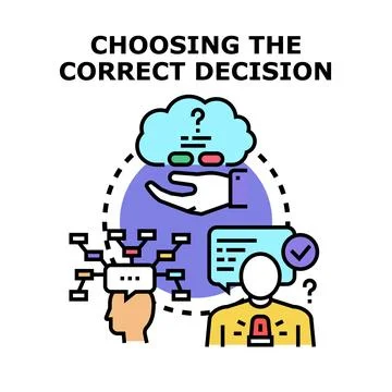 Decision making process choosing correct solution Stock Illustration