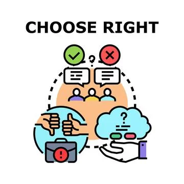 Decision making process choosing right solution vector Stock Illustration