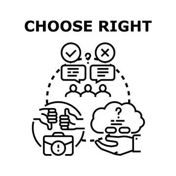 Decision making process choosing right solution vector Ilustración de archivo