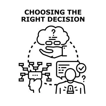 Decision making process choosing solution or business strategy Illustrazione stock