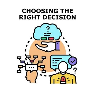 Decision making process choosing solution or business strategy Stock Illustration