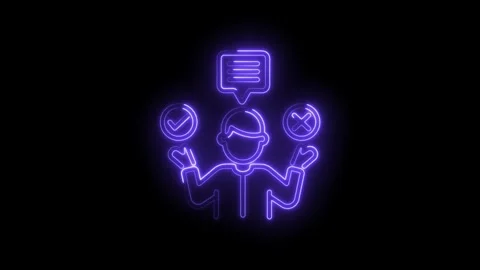 Decision making process concept with neon outlines depicting choices and Stock Footage 330772489
