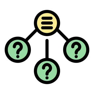 Decision making process icon depicting multiple question marks Illustrazione stock