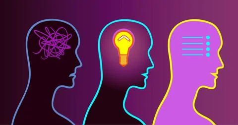 Decision making process inside human head. Problem solved. 스톡 일러스트