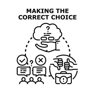 Decision making process selecting successful choice option Stock Illustration