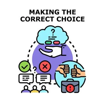 Decision making process selecting successful choice option Stock Illustration