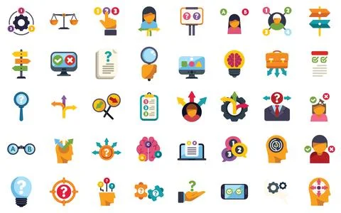 Decision making process, solving problems, generating ideas and finding Illustrazione stock