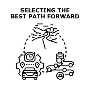 Decision making for selecting best travel route future Stock Illustration