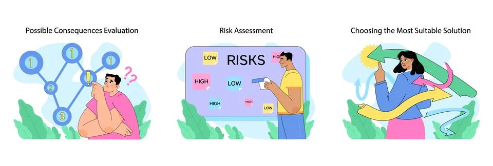 Decision making set. Flat vector illustration Stock Illustration
