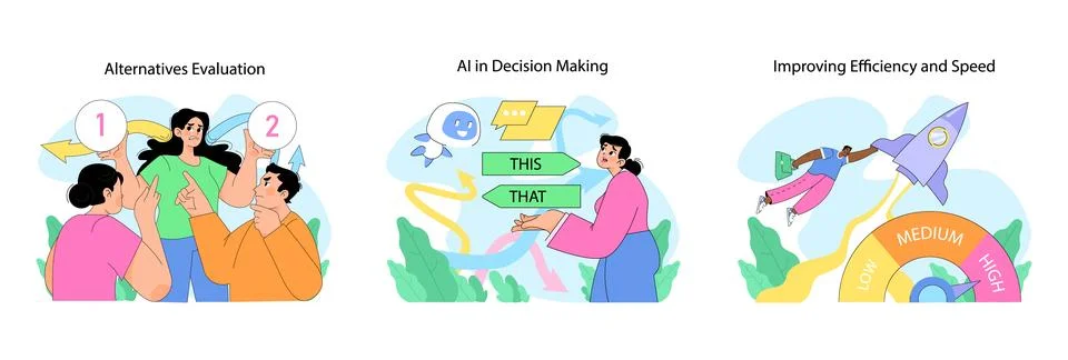 Decision making set. Flat vector illustration Illustrazione stock