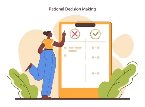 Decision-making set. Strategic thinking, brainstorming and solution research. Stockillustratie