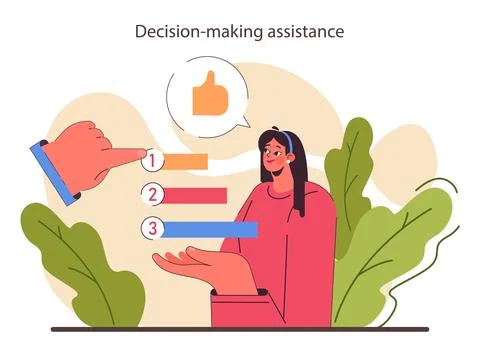 Decision-making set. Strategic thinking, brainstorming and solution research. Illustrazione stock