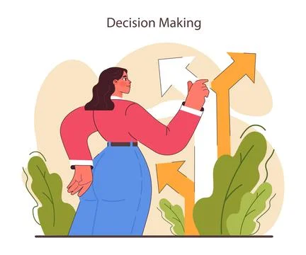 Decision-making set. Strategic thinking, brainstorming and solution research. Stock Illustration