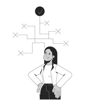 Decision making soft skill line illustration concept Illustrazione stock