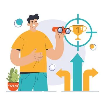 Decision-making. Strategic thinking, brainstorming and solution research Stock Illustration