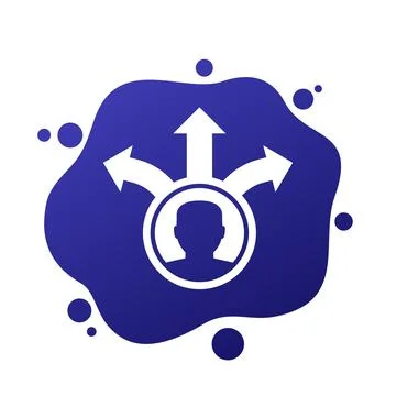 Decision making vector icon with arrows 스톡 일러스트