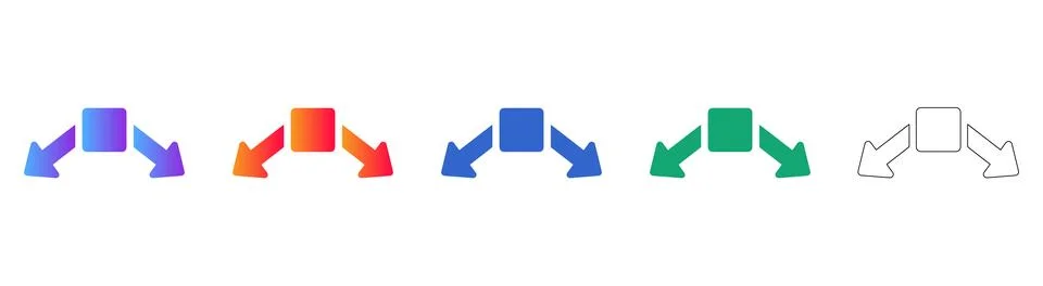 Decision Point and Branching Path Icons in Multiple Styles Stock Illustration