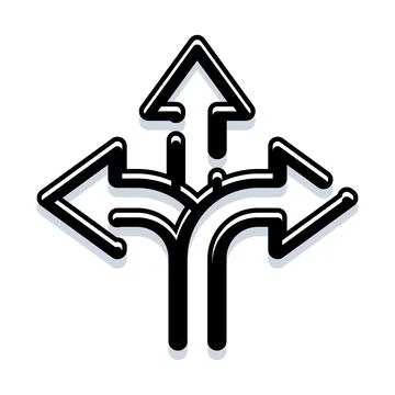 Decision point choosing multiple path direction options 스톡 일러스트