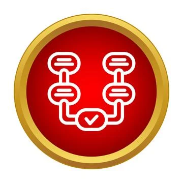 Decision process flow chart icon red circle Stock Illustration