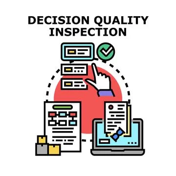 Decision quality inspection process analyzing data イラスト素材
