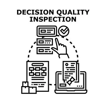 Decision quality inspection process analyzing data 스톡 일러스트