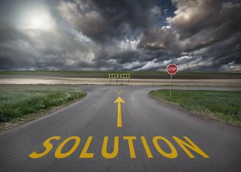 Decision for the right and a wrong way at junction Stock Photos