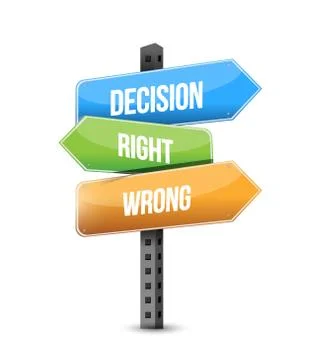Decision, right, wrong road sign 스톡 일러스트