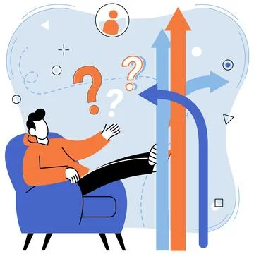 Decision. The selection process requires careful thought and consideration Stock Illustration