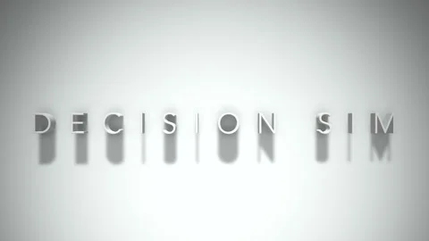 Decision sim 3D title animation with shadows on a white background Stock Footage 298000821