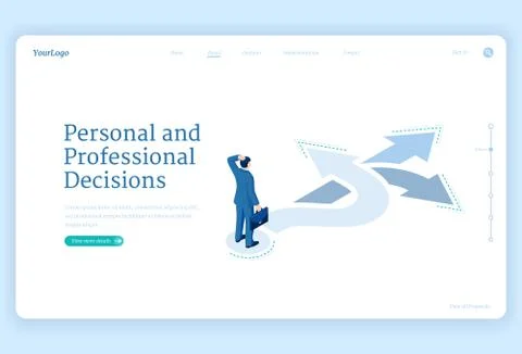 Decision, solution and choice isometric landing Stock Illustration