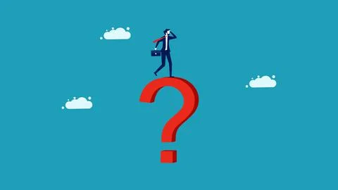 Decision to solve problems. Businessman filed on a question mark. black silho 스톡 일러스트