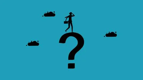 Decision to solve problems. Businessman filed on a question mark. black silho 스톡 일러스트