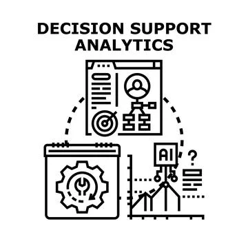 Decision support analytics analyzing business data for strategic insights Stock Illustration