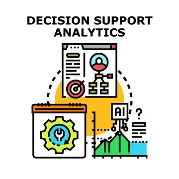 Decision support analytics analyzing business data for strategic insights Stock Illustration