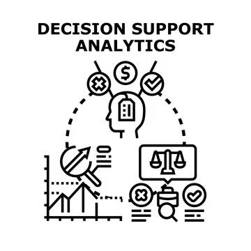 Decision support analytics system processing information Stock Illustration