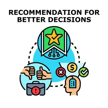 Decision support system providing recommendations for success Stock Illustration