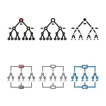 Decision tree algorithm color icon mix vector Illustrazione stock