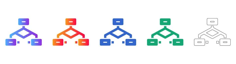 Decision Tree Branching Logic Icons Illustration