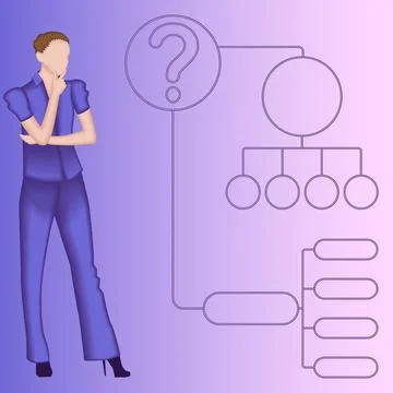 Decision tree diagram to identify a problem. 2D Stock Illustration