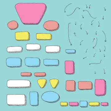 Decision Tree Graphic Elements with Hand Drawn Speech Bubbles and Arrows for  Stock Illustration