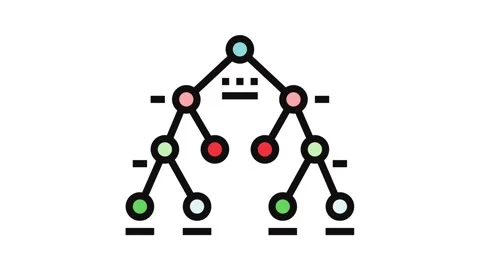 Decision tree machine learning color icon animation Stock Footage 326108024