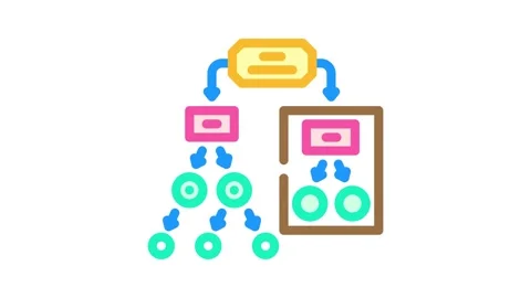 Decision tree machine learning color icon animation Stock Footage 327259886